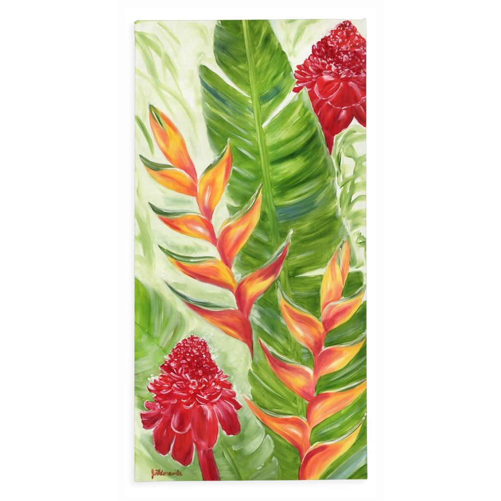 Red Torch Ginger And Orange Heliconia Flower Canvas Giclee