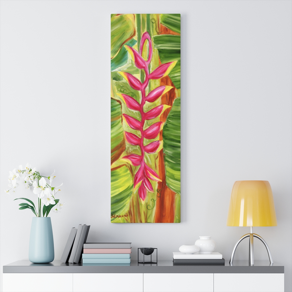 Pink Heliconia Joy 12x36 inch Canvas